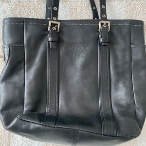 Coach black leather tote